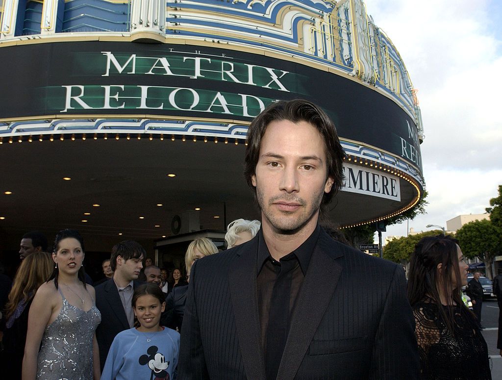 Keanu Reeves arrives at "The Matrix Reloaded" premiere on May 7, 2003, at the Mann Village Theater in L.A. (Photo: L. Cohen/WireImage)