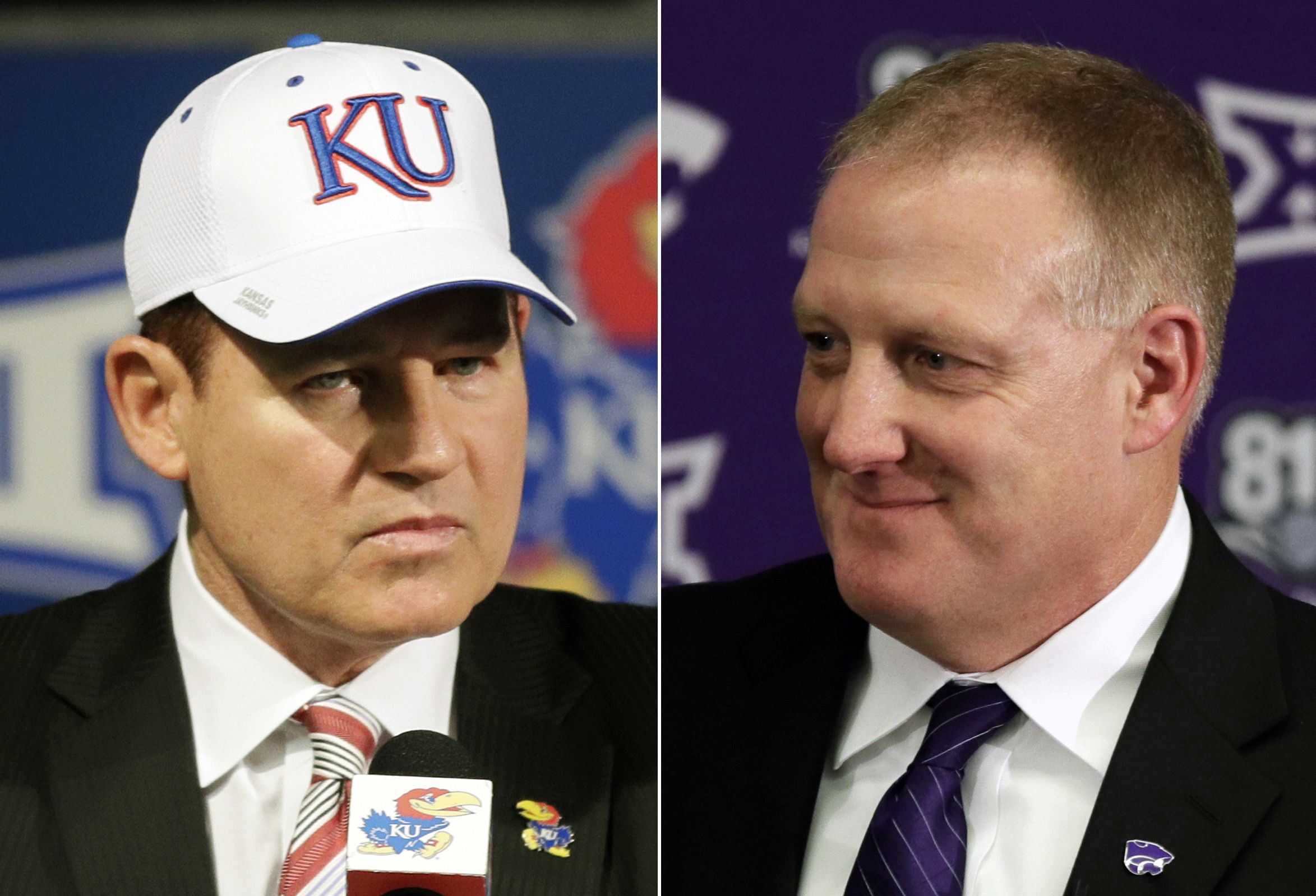 New coaches at Kansas, K-State are studies in contrast